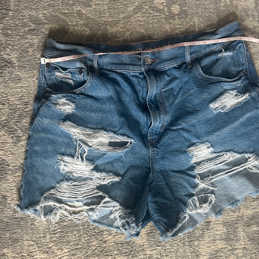 Distressed Blue Denim Shorts